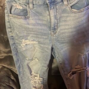 Blue ripped skinny jeans for junior